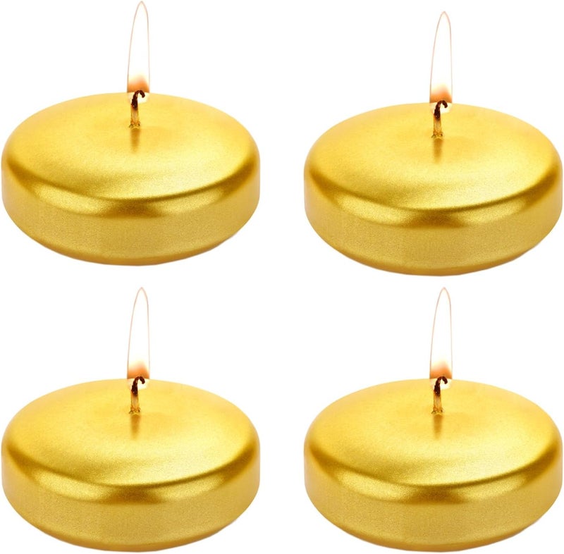 Nancia 3 inch Floating Candles,12Pack Gold Dripless Wax Unscented Dripless Wax 13-15Hours Burning, Wedding Party Candles,for Centerpieces Suitable for Cylindrical Vases,Swimming Pool,Restaurant Decoration - Image 1
